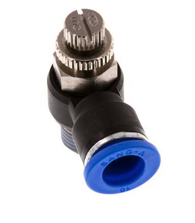 Silenciador de control de flujo Codo de salida del medidor 10 mm - R1/4'' Latón/PA 66