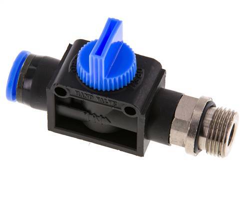 Válvula manual de cierre de 3/2 vías 10 mm - G3/8'' Plástico/Latón Ventilación por el lado de la rosca
