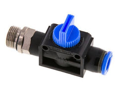 Válvula manual de cierre de 3/2 vías 10 mm - G3/8'' Plástico/Latón Ventilación por el lado de la rosca