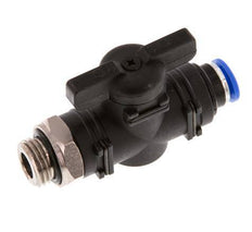 Válvula de bola recta de 2 vías 6 mm - G1/4'' Plástico/Latón