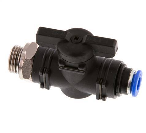 Válvula de bola recta de 2 vías 6 mm - G1/4'' Plástico/Latón