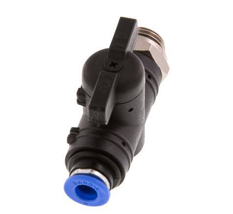 Válvula de bola recta de 2 vías 6 mm - G1/4'' Plástico/Latón