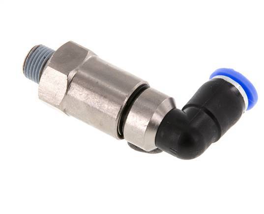 6mm & R1/8'' Elbow Quick Swivel Joint Push-In-Male Threads Nickel-Plated Brass/PBT NBR Rotatable