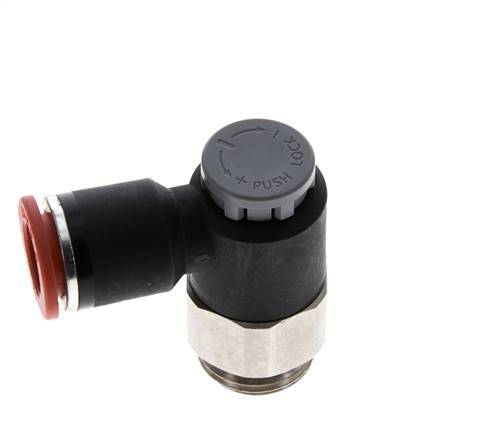 Válvula de control de flujo Codo de entrada de medidor 12 mm - G1/2'' Latón/PA 66 Tuerca de seguridad