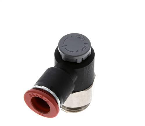 Válvula de control de flujo Codo de entrada de medidor 12 mm - G1/2'' Latón/PA 66 Tuerca de seguridad