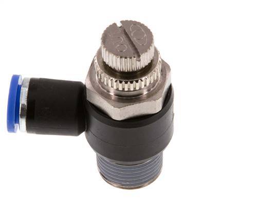 Silenciador de control de flujo Codo de salida del medidor 8 mm - R3/8'' Latón/PA 66