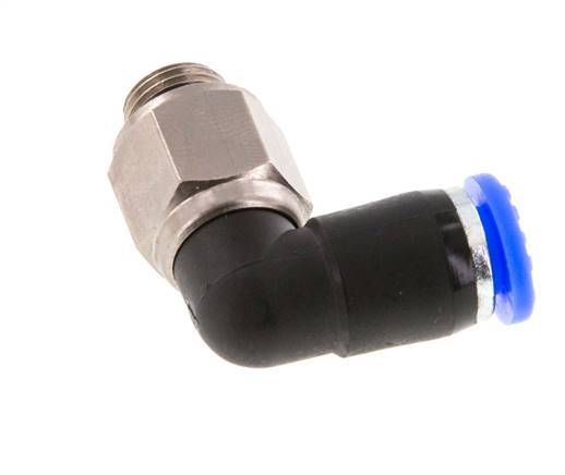 Codo de 6mm y G1/8'' Junta giratoria con rosca macho latón niquelado/PBT NBR giratorio