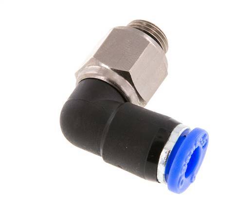 Codo de 6mm y G1/8'' Junta giratoria con rosca macho latón niquelado/PBT NBR giratorio