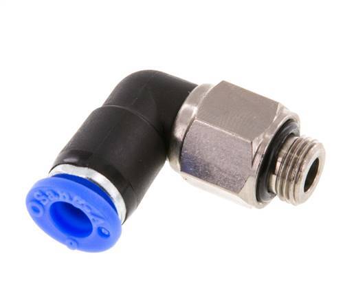 Codo de 6mm y G1/8'' Junta giratoria con rosca macho latón niquelado/PBT NBR giratorio