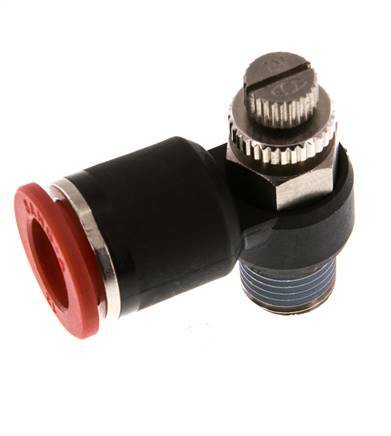 Flow Control Silencer Meter-In Elbow 12 mm - R1/4'' Brass/PA 66