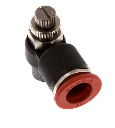 Silenciador de control de flujo Codo de entrada de medidor 12 mm - R1/4'' Latón/PA 66