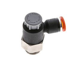 Válvula de control de flujo Codo de entrada de medidor 6 mm - G1/4'' Latón/PA 66 Tuerca de seguridad