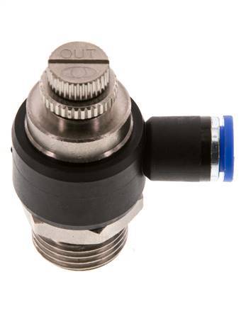 Silenciador de control de flujo Codo de salida de contador 8 mm - G1/2'' Latón/PA 66