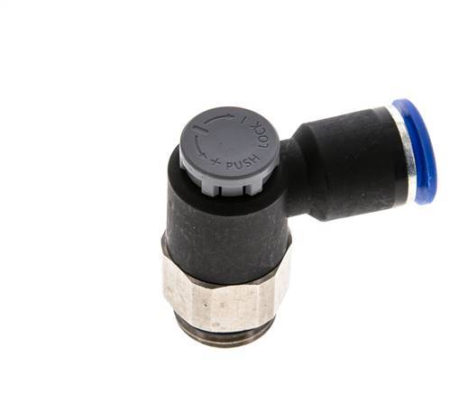 Válvula de control de flujo Codo de salida de medidor 12 mm - G1/2'' Latón/PA 66 Tuerca de seguridad