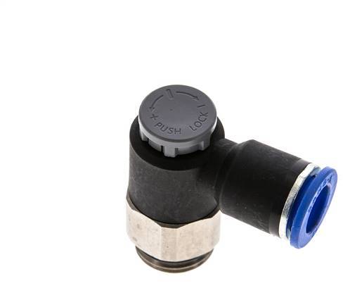 Válvula de control de flujo Codo de salida de medidor 12 mm - G1/2'' Latón/PA 66 Tuerca de seguridad