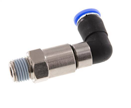 8mm & R1/4'' Elbow Quick Swivel Joint Push-In-Male Threads Nickel-Plated Brass/PBT NBR Rotatable