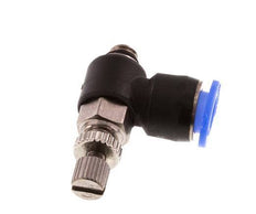 Codo de salida del silenciador de control de flujo 6 mm - M5 Latón/PBT