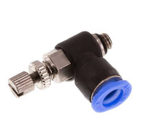 Codo de salida del silenciador de control de flujo 6 mm - M5 Latón/PBT