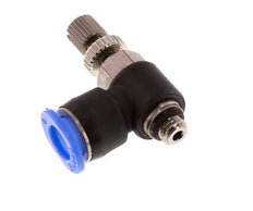 Codo de salida del silenciador de control de flujo 6 mm - M5 Latón/PBT