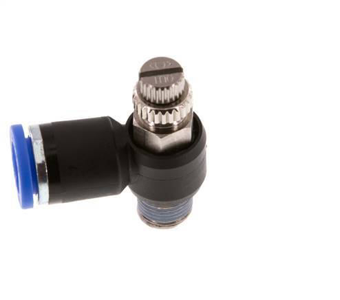 Silenciador de control de flujo Codo de salida de contador 8 mm - R1/8'' Latón/PA 66