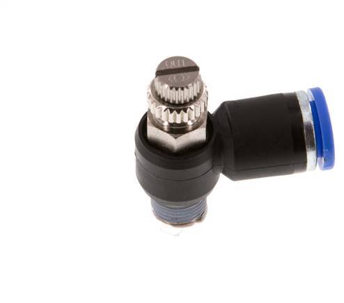 Silenciador de control de flujo Codo de salida de contador 8 mm - R1/8'' Latón/PA 66