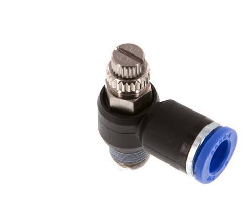 Silenciador de control de flujo Codo de salida de contador 8 mm - R1/8'' Latón/PA 66