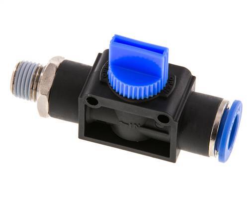 3/2-Way Shut-Off Hand Valve 12 mm - R1/4'' Plastic/Brass Thread-side venting