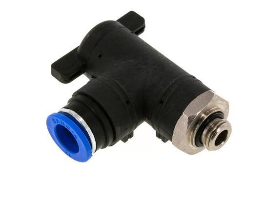 Válvula de bola de codo de 2 vías 12 mm - G1/4'' Plástico/Latón