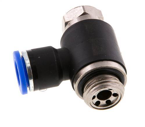 Codo de salida del silenciador de control de flujo 10 mm - G3/8'' Latón/PA 66 Tornillo ranurado