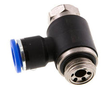 Codo de salida del silenciador de control de flujo 10 mm - G3/8'' Latón/PA 66 Tornillo ranurado