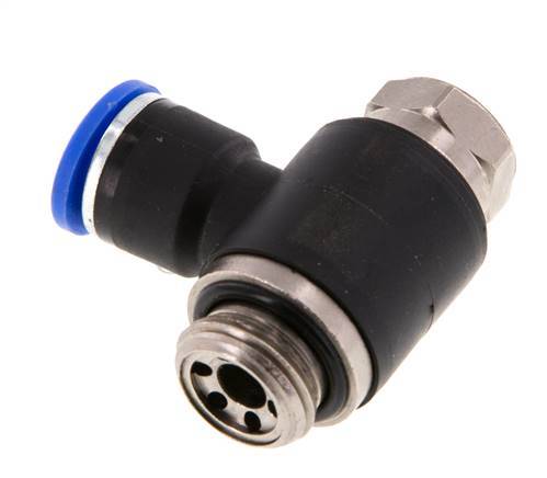 Codo de salida del silenciador de control de flujo 10 mm - G3/8'' Latón/PA 66 Tornillo ranurado