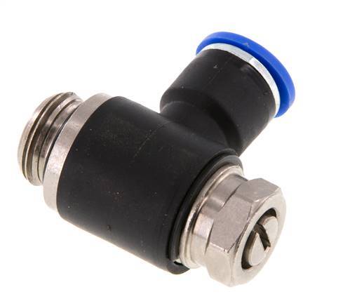 Codo de salida del silenciador de control de flujo 10 mm - G3/8'' Latón/PA 66 Tornillo ranurado