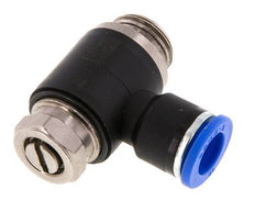 Codo de salida del silenciador de control de flujo 10 mm - G3/8'' Latón/PA 66 Tornillo ranurado