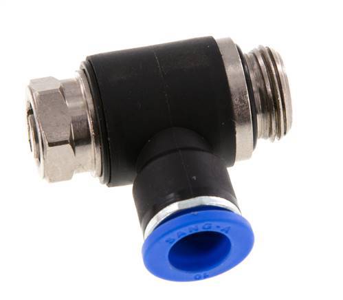 Codo de salida del silenciador de control de flujo 10 mm - G3/8'' Latón/PA 66 Tornillo ranurado