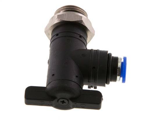 Válvula de bola de codo de 2 vías 6 mm - G3/8'' Plástico/Latón