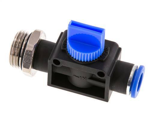 Válvula manual de cierre de 3/2 vías 10 mm - G1/2'' Plástico/Latón Ventilación por el lado de la rosca