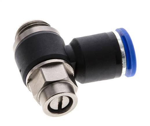 Codo de salida del silenciador de control de flujo 12 mm - G3/8'' Latón/PA 66 Tornillo ranurado