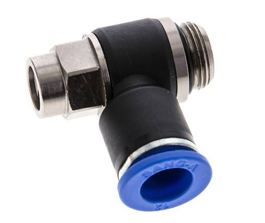 Codo de salida del silenciador de control de flujo 12 mm - G3/8'' Latón/PA 66 Tornillo ranurado