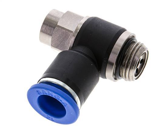 Codo de salida del silenciador de control de flujo 12 mm - G3/8'' Latón/PA 66 Tornillo ranurado