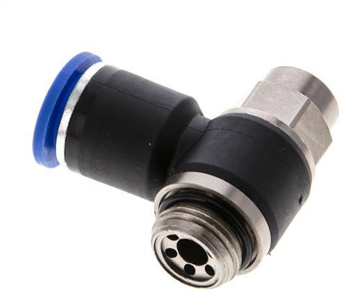 Codo de salida del silenciador de control de flujo 12 mm - G3/8'' Latón/PA 66 Tornillo ranurado