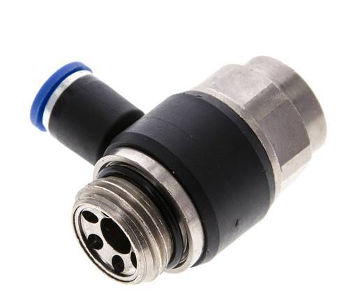 Codo de salida del silenciador de control de flujo 8 mm - G1/2'' Latón/PA 66 Tornillo ranurado