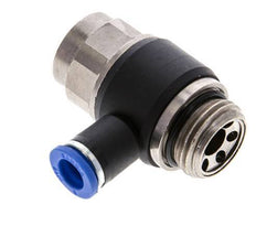 Codo de salida del silenciador de control de flujo 8 mm - G1/2'' Latón/PA 66 Tornillo ranurado