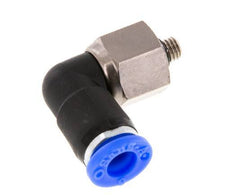 6mm & M5 Elbow Swivel Joint Push-In-Male Threads Nickel-Plated Brass/PBT NBR Rotatable
