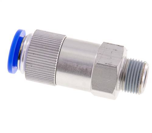 Push-In Check Valve 12mm & R3/8'' Male Aluminum 0.2-10bar (3-145psi) Thread-Hose