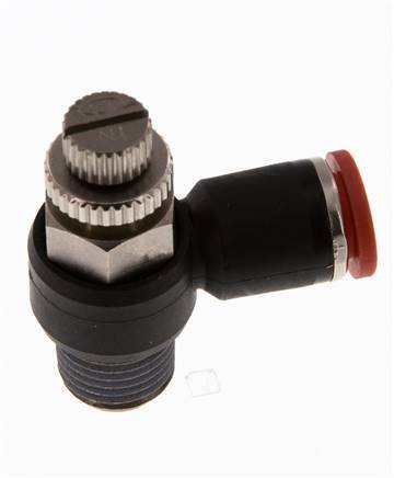 Silenciador de control de flujo Codo de entrada del medidor 8 mm - R1/4'' Latón/PA 66