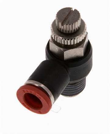 Silenciador de control de flujo Codo de entrada del medidor 8 mm - R1/4'' Latón/PA 66