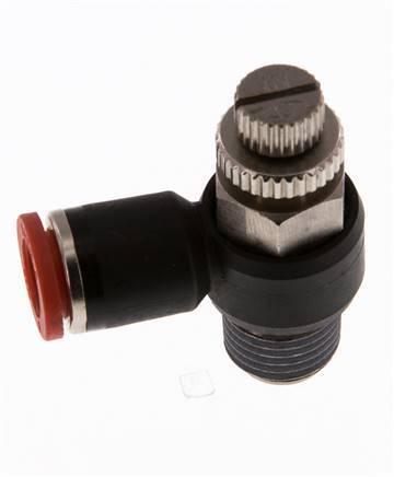 Silenciador de control de flujo Codo de entrada del medidor 8 mm - R1/4'' Latón/PA 66