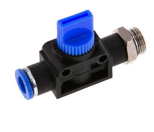 Válvula manual de cierre de 3/2 vías de 8 mm - G1/4'' Plástico/Latón Ventilación del lado del tubo