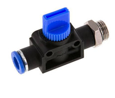 Válvula manual de cierre de 3/2 vías de 8 mm - G1/4'' Plástico/Latón Ventilación del lado del tubo