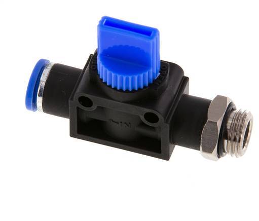 Válvula manual de cierre de 3/2 vías de 8 mm - G1/4'' Plástico/Latón Ventilación del lado del tubo